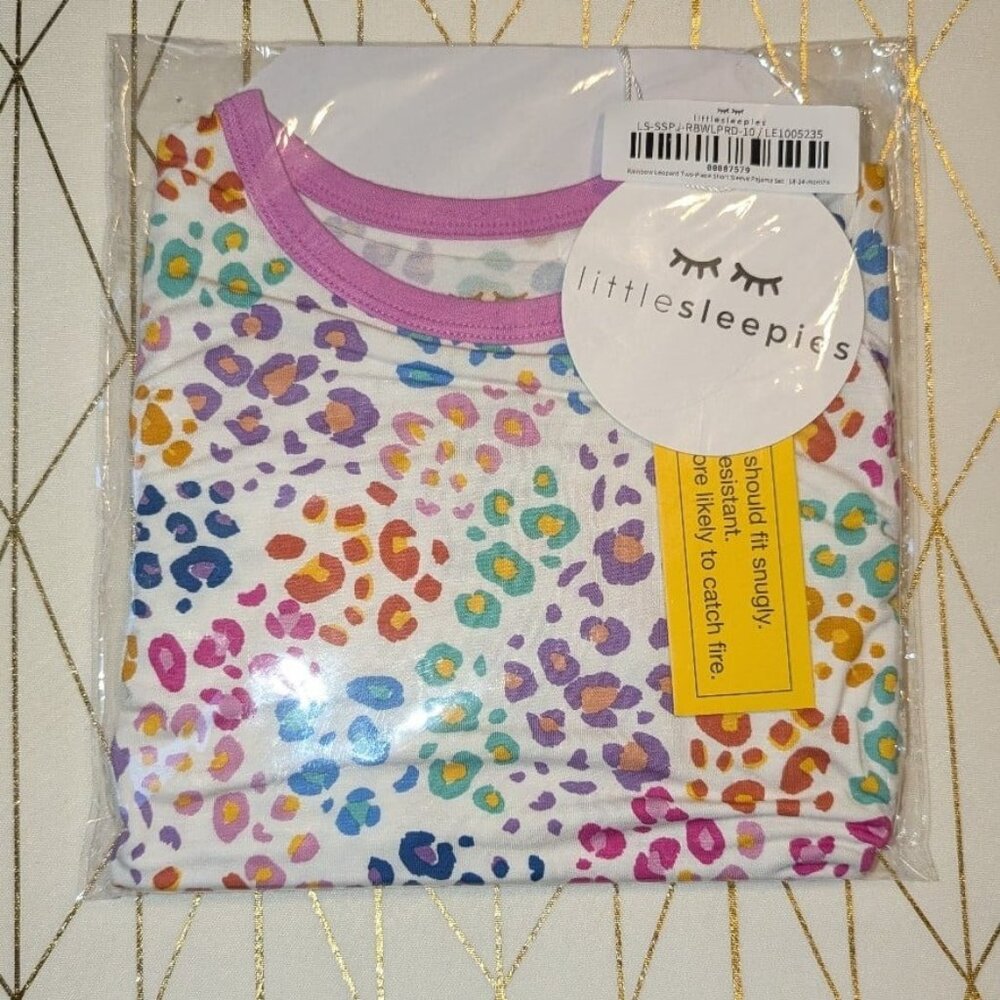 Little Sleepies Rainbow Leopard Two Piece 18-24M NEW NWT NIB